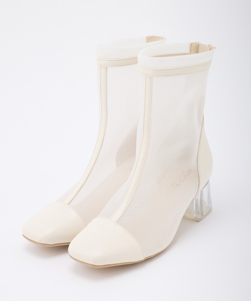 one after another NICE CLAUP（ワンアフターアナザーナイスクラップ）の「シアーショートブーツ（ブーツ・レディース・アイボリー/グレー/ホワイト・SMALL/MEDIUM/LARGE）」の3枚目の写真