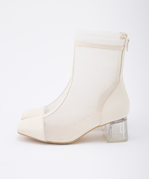 one after another NICE CLAUP（ワンアフターアナザーナイスクラップ）の「シアーショートブーツ（ブーツ・レディース・アイボリー/グレー/ホワイト・SMALL/MEDIUM/LARGE）」の6枚目の写真