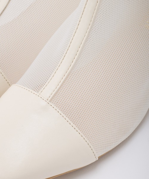 one after another NICE CLAUP（ワンアフターアナザーナイスクラップ）の「シアーショートブーツ（ブーツ・レディース・アイボリー/グレー/ホワイト・SMALL/MEDIUM/LARGE）」の8枚目の写真