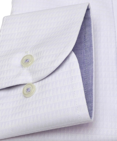 TOKYO SHIRTS（トウキョウシャツ）の「形態安定ノーアイロン ボタンダウン 長袖ビジネスワイシャツ（ビジネスシャツ・メンズ・ライトパープル・首回り37cm-裄丈80cm/首回り37cm-裄丈84cm/首回り39cm-裄丈80cm/首回り39cm-裄丈84cm/首回り41cm-裄丈82cm/首回り41cm-裄丈86cm/首回り42cm-裄丈82cm/首回り42cm-裄丈86cm/首回り43cm-裄丈82cm/首回り43cm-裄丈86cm）」の3枚目の写真