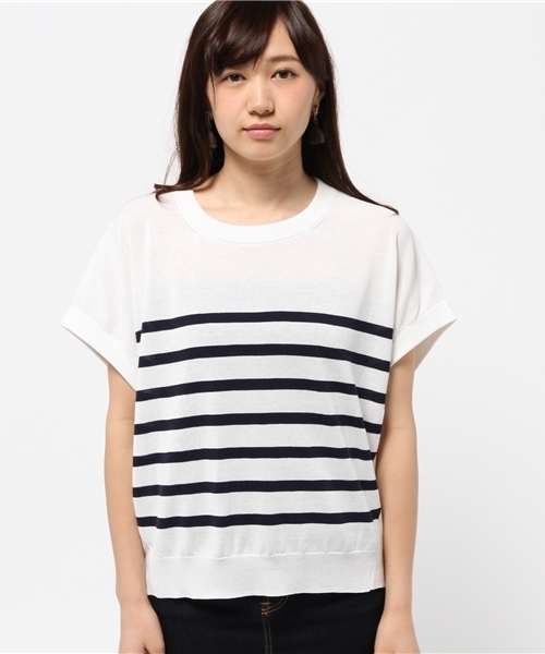 SHIPS for women（シップスフォーウィメン）の「★★ボーダー ドルマンショートスリーブ（ニット/セーター・レディース・レッド/ブルー/ネイビー・ONE SIZE）」の10枚目の写真