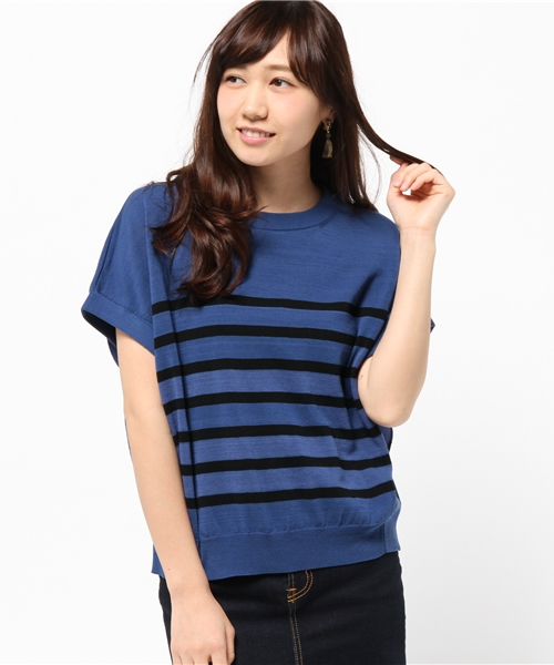 SHIPS for women（シップスフォーウィメン）の「★★ボーダー ドルマンショートスリーブ（ニット/セーター・レディース・レッド/ブルー/ネイビー・ONE SIZE）」の6枚目の写真