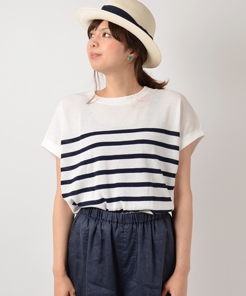 SHIPS for women（シップスフォーウィメン）の「★★ボーダー ドルマンショートスリーブ（ニット/セーター・レディース・レッド/ブルー/ネイビー・ONE SIZE）」の7枚目の写真