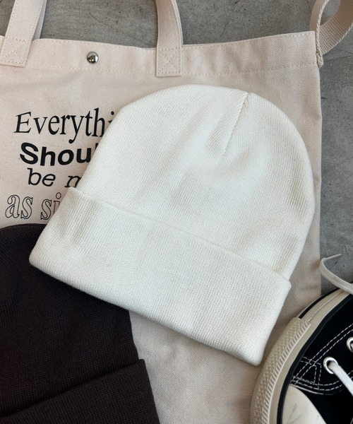 WEGO(ウィゴー)の「WEGO/カラービーニー(ニットキャップ/ビーニー・メンズ・ブラック/ブルー/ブラウン/オフホワイト・FREE)」の2枚目の写真