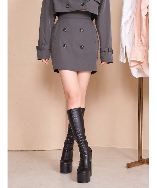 Darich(ダーリッチ)の「トレンチショートセットアップ(ワンピース・レディース・ベージュ/チャコールグレー・S/M)」の7枚目の写真