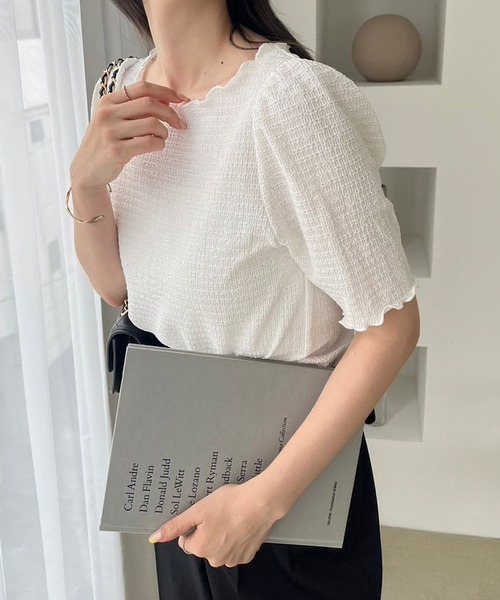 one after another NICE CLAUP（ワンアフターアナザーナイスクラップ）の「カットジャガードTee（Tシャツ/カットソー・レディース・ホワイト系その他/ホワイト/ブラック/アイボリー・FREE）」の2枚目の写真