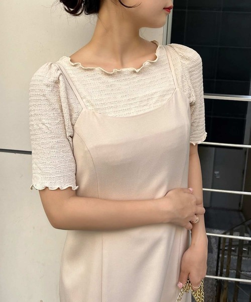 one after another NICE CLAUP（ワンアフターアナザーナイスクラップ）の「カットジャガードTee（Tシャツ/カットソー・レディース・ホワイト系その他/ホワイト/ブラック/アイボリー・FREE）」の3枚目の写真