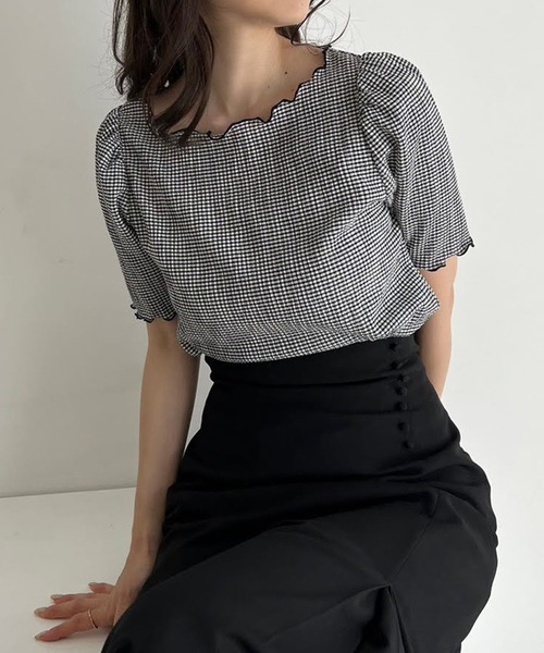 one after another NICE CLAUP（ワンアフターアナザーナイスクラップ）の「カットジャガードTee（Tシャツ/カットソー・レディース・ホワイト系その他/ホワイト/ブラック/アイボリー・FREE）」の6枚目の写真