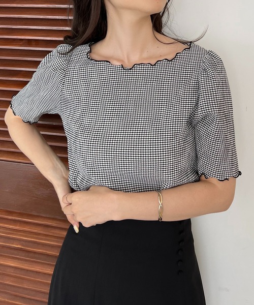 one after another NICE CLAUP（ワンアフターアナザーナイスクラップ）の「カットジャガードTee（Tシャツ/カットソー・レディース・ホワイト系その他/ホワイト/ブラック/アイボリー・FREE）」の7枚目の写真