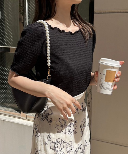 one after another NICE CLAUP（ワンアフターアナザーナイスクラップ）の「カットジャガードTee（Tシャツ/カットソー・レディース・ホワイト系その他/ホワイト/ブラック/アイボリー・FREE）」の11枚目の写真
