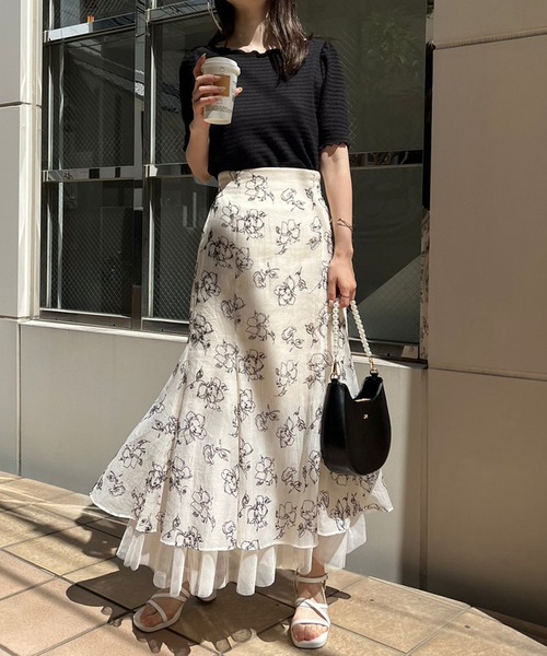 one after another NICE CLAUP（ワンアフターアナザーナイスクラップ）の「カットジャガードTee（Tシャツ/カットソー・レディース・ホワイト系その他/ホワイト/ブラック/アイボリー・FREE）」の9枚目の写真