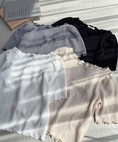 one after another NICE CLAUP（ワンアフターアナザーナイスクラップ）の「カットジャガードTee（Tシャツ/カットソー・レディース・ホワイト系その他/ホワイト/ブラック/アイボリー・FREE）」の17枚目の写真