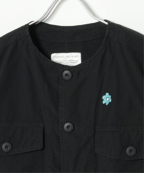 VENCEEXCHANGE（ヴァンスエクスチェンジ）の「フラワー刺繍ミリタリーベスト（ダウンベスト・メンズ・オリーブ/ブラック・M/L）」の11枚目の写真