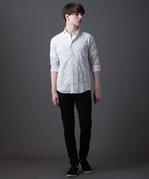 Buffalo Bobs（バッファローボブズ）の「ANTONIO-FIORE MW(アントニオ-フィオーレ ミラクルウェーブ)ホリゾンタルカラー 5分袖シャツ（シャツ/ブラウス・メンズ・ブラック/オフホワイト・2-3/1-2/3-4）」の3枚目の写真