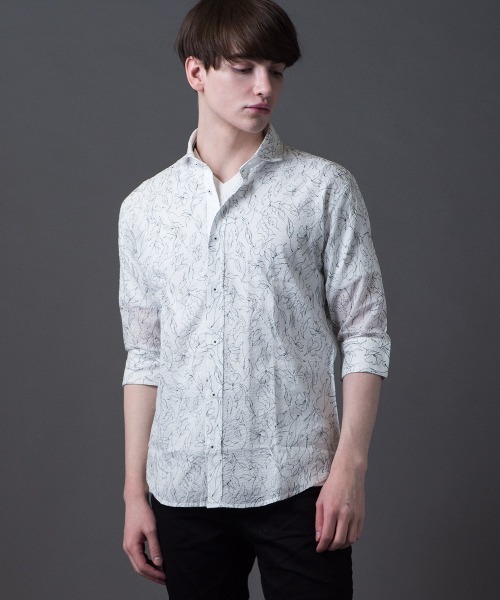 Buffalo Bobs（バッファローボブズ）の「ANTONIO-FIORE MW(アントニオ-フィオーレ ミラクルウェーブ)ホリゾンタルカラー 5分袖シャツ（シャツ/ブラウス・メンズ・ブラック/オフホワイト・2-3/1-2/3-4）」の12枚目の写真