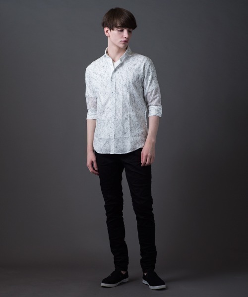 Buffalo Bobs（バッファローボブズ）の「ANTONIO-FIORE MW(アントニオ-フィオーレ ミラクルウェーブ)ホリゾンタルカラー 5分袖シャツ（シャツ/ブラウス・メンズ・ブラック/オフホワイト・2-3/1-2/3-4）」の14枚目の写真