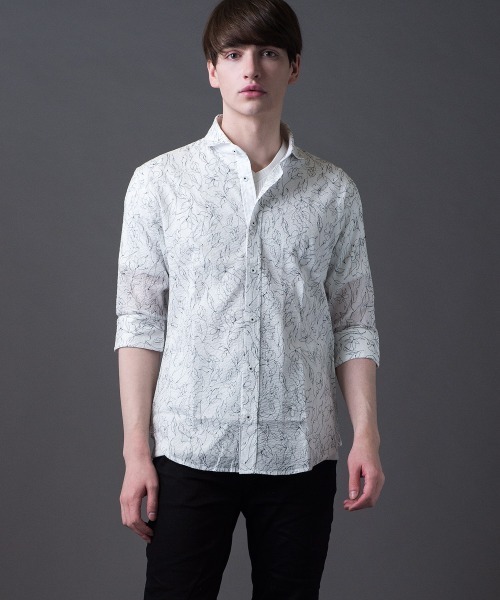 Buffalo Bobs（バッファローボブズ）の「ANTONIO-FIORE MW(アントニオ-フィオーレ ミラクルウェーブ)ホリゾンタルカラー 5分袖シャツ（シャツ/ブラウス・メンズ・ブラック/オフホワイト・2-3/1-2/3-4）」の6枚目の写真