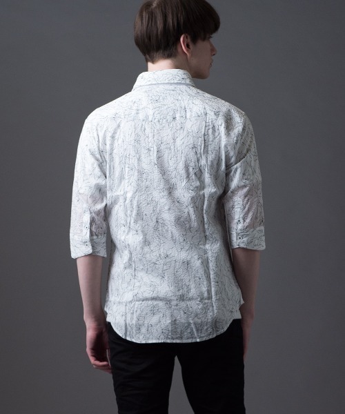 Buffalo Bobs（バッファローボブズ）の「ANTONIO-FIORE MW(アントニオ-フィオーレ ミラクルウェーブ)ホリゾンタルカラー 5分袖シャツ（シャツ/ブラウス・メンズ・ブラック/オフホワイト・2-3/1-2/3-4）」の16枚目の写真