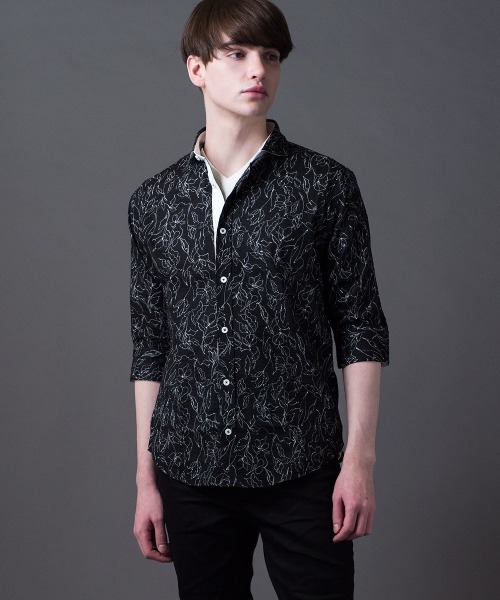 Buffalo Bobs（バッファローボブズ）の「ANTONIO-FIORE MW(アントニオ-フィオーレ ミラクルウェーブ)ホリゾンタルカラー 5分袖シャツ（シャツ/ブラウス・メンズ・ブラック/オフホワイト・2-3/1-2/3-4）」の15枚目の写真