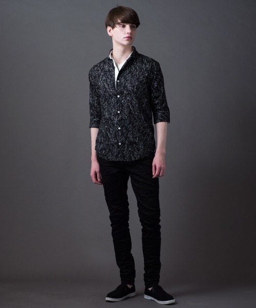 Buffalo Bobs（バッファローボブズ）の「ANTONIO-FIORE MW(アントニオ-フィオーレ ミラクルウェーブ)ホリゾンタルカラー 5分袖シャツ（シャツ/ブラウス・メンズ・ブラック/オフホワイト・2-3/1-2/3-4）」の9枚目の写真