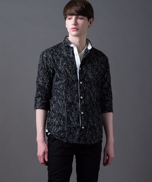 Buffalo Bobs（バッファローボブズ）の「ANTONIO-FIORE MW(アントニオ-フィオーレ ミラクルウェーブ)ホリゾンタルカラー 5分袖シャツ（シャツ/ブラウス・メンズ・ブラック/オフホワイト・2-3/1-2/3-4）」の13枚目の写真