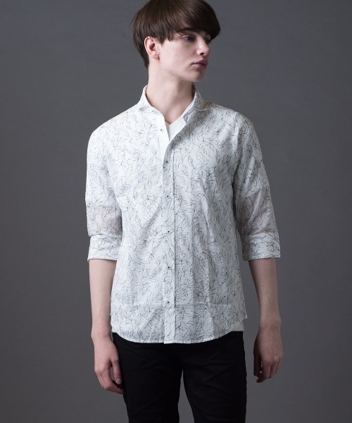 Buffalo Bobs（バッファローボブズ）の「ANTONIO-FIORE MW(アントニオ-フィオーレ ミラクルウェーブ)ホリゾンタルカラー 5分袖シャツ（シャツ/ブラウス・メンズ・ブラック/オフホワイト・2-3/1-2/3-4）」の8枚目の写真