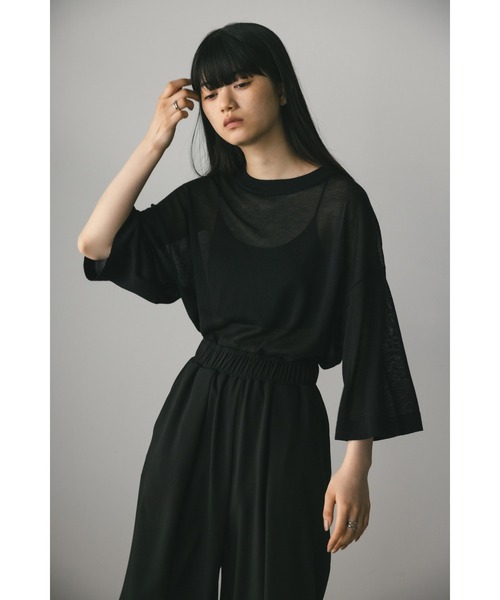 m$o ルーズカットソー 黒 STYLEMIXER（スタイルミキサー）の「シアーニットルーズT（T