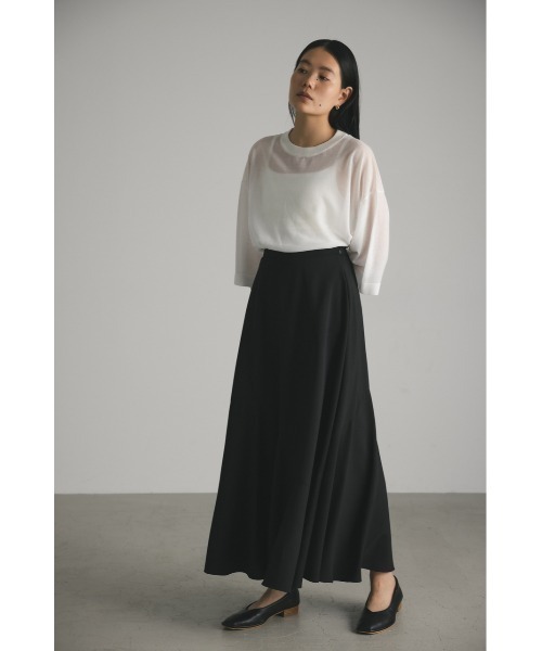 DrytouchシアーニットルーズTシャツ　ブラック DrytouchシアーニットルーズTシャツ