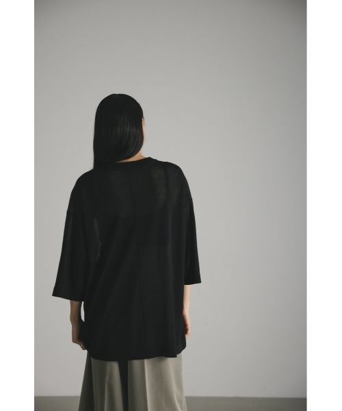 DrytouchシアーニットルーズTシャツ　ブラック DrytouchシアーニットルーズTシャツ