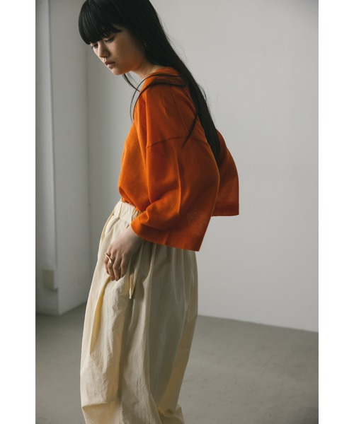 STYLEMIXER（スタイルミキサー）の「シアーニットルーズT（Tシャツ/カットソー・レディース・オレンジ/ブラック/サックスブルー/ホワイト・FREE）」の11枚目の写真