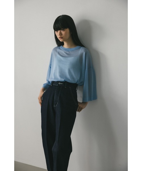 STYLEMIXER（スタイルミキサー）の「シアーニットルーズT（Tシャツ/カットソー・レディース・オレンジ/ブラック/サックスブルー/ホワイト・FREE）」の21枚目の写真