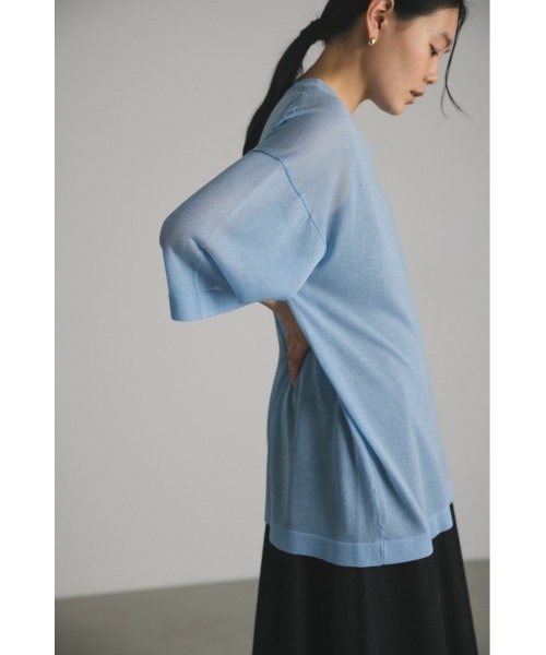 STYLEMIXER（スタイルミキサー）の「シアーニットルーズT（Tシャツ/カットソー・レディース・オレンジ/ブラック/サックスブルー/ホワイト・FREE）」の17枚目の写真