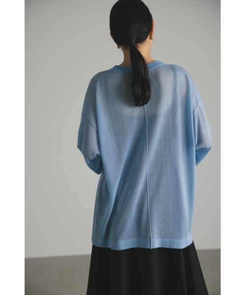 STYLEMIXER（スタイルミキサー）の「シアーニットルーズT（Tシャツ/カットソー・レディース・オレンジ/ブラック/サックスブルー/ホワイト・FREE）」の16枚目の写真