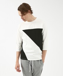 ABAHOUSE NOIR | 異素材スラッシュ 七分袖 Tシャツ(Tシャツ/カットソー)