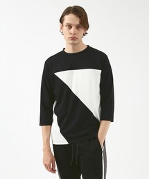 ABAHOUSE NOIR | 異素材スラッシュ 七分袖 Tシャツ(Tシャツ/カットソー)