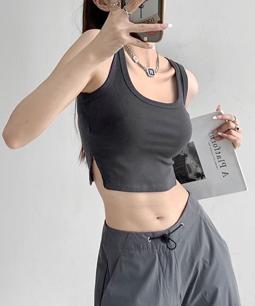 セール】カップ付きショートタンクトップ（タンクトップ