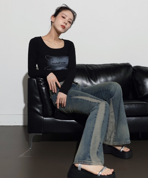 FOLLOWIN(フォロウィン)の「リメイクライクウォッシングブーツカットデニムパンツ(デニムパンツ・レディース・ブルー・X-LARGE/SMALL/MEDIUM/LARGE)」の16枚目の写真