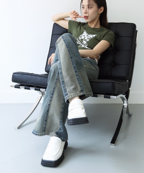 FOLLOWIN(フォロウィン)の「リメイクライクウォッシングブーツカットデニムパンツ(デニムパンツ・レディース・ブルー・X-LARGE/SMALL/MEDIUM/LARGE)」の21枚目の写真