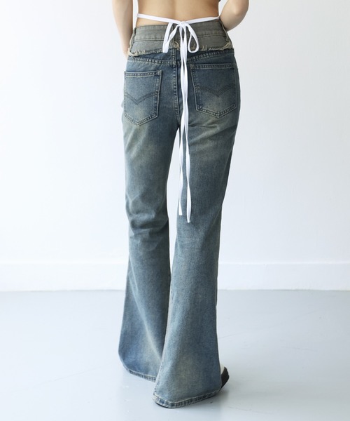 FOLLOWIN(フォロウィン)の「リメイクライクウォッシングブーツカットデニムパンツ(デニムパンツ・レディース・ブルー・X-LARGE/SMALL/MEDIUM/LARGE)」の17枚目の写真