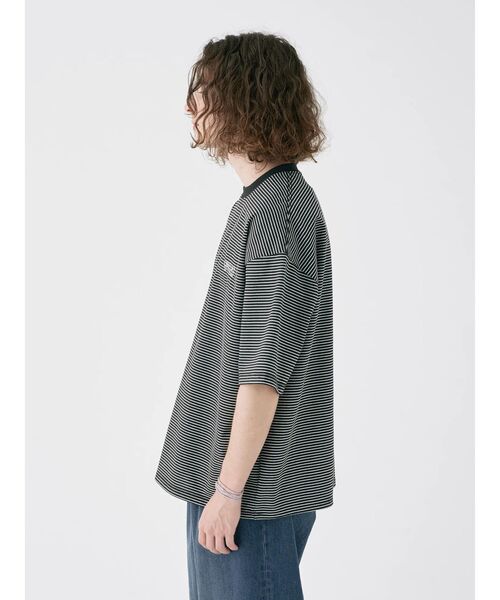 CRAFT STANDARD BOUTIQUE(クラフトスタンダードブティック)の「リサイクル20/2ボーダー天竺ロゴ刺繍S/STEE(Tシャツ/カットソー・メンズ・オリーブ/ブラック/オフホワイト・M/L/XL)」の10枚目の写真