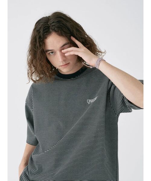 CRAFT STANDARD BOUTIQUE(クラフトスタンダードブティック)の「リサイクル20/2ボーダー天竺ロゴ刺繍S/STEE(Tシャツ/カットソー・メンズ・オリーブ/ブラック/オフホワイト・M/L/XL)」の11枚目の写真