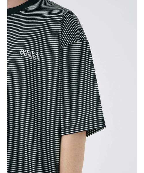 CRAFT STANDARD BOUTIQUE(クラフトスタンダードブティック)の「リサイクル20/2ボーダー天竺ロゴ刺繍S/STEE(Tシャツ/カットソー・メンズ・オリーブ/ブラック/オフホワイト・M/L/XL)」の16枚目の写真