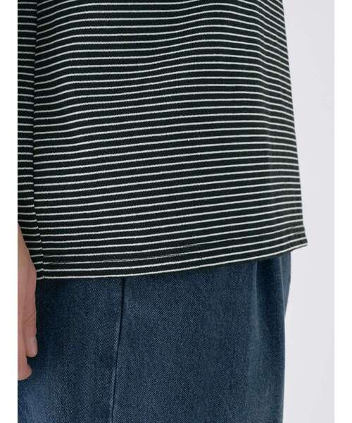 CRAFT STANDARD BOUTIQUE(クラフトスタンダードブティック)の「リサイクル20/2ボーダー天竺ロゴ刺繍S/STEE(Tシャツ/カットソー・メンズ・オリーブ/ブラック/オフホワイト・M/L/XL)」の17枚目の写真