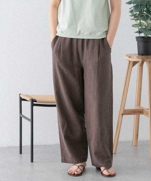 FORK&SPOON（フォークアンドスプーン）の「FORK&SPOON　コットンリネンテクスチャーパンツ（その他パンツ・レディース・ホワイト/ブラック/ブラウン・2/1）」の6枚目の写真