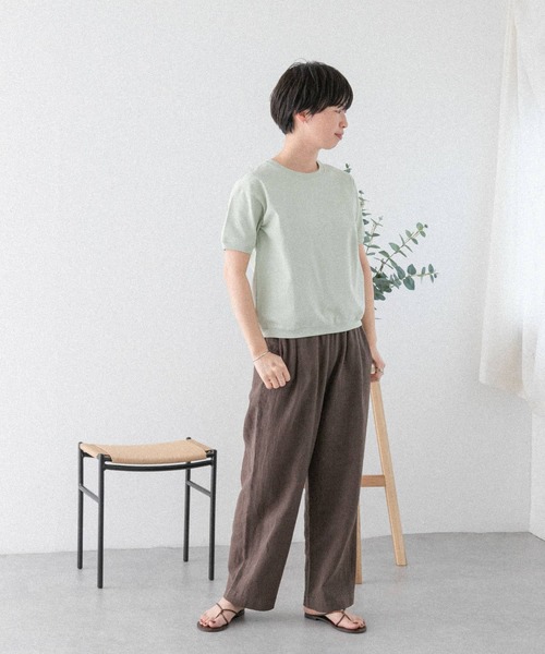 FORK&SPOON（フォークアンドスプーン）の「FORK&SPOON　コットンリネンテクスチャーパンツ（その他パンツ・レディース・ホワイト/ブラック/ブラウン・2/1）」の10枚目の写真