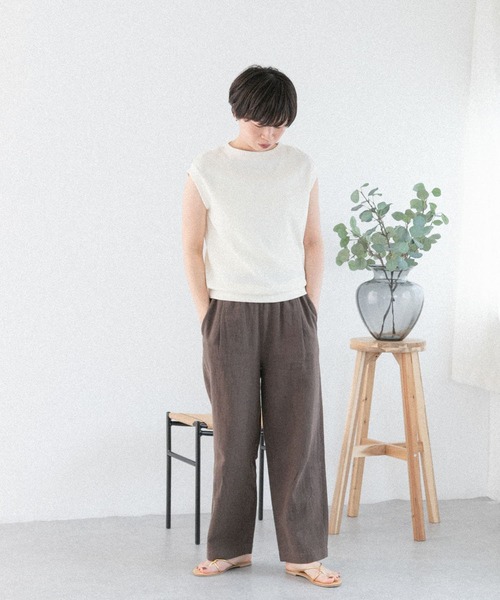 FORK&SPOON（フォークアンドスプーン）の「FORK&SPOON　コットンリネンテクスチャーパンツ（その他パンツ・レディース・ホワイト/ブラック/ブラウン・2/1）」の16枚目の写真