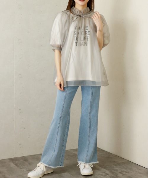 Per sist ence(パーシエンス)の「Per sist ence/パーシエンス オーガンジーシアーギャザーネックブラウス(シャツ/ブラウス・レディース・グレー/ブラウン/ブラック/ホワイト・FREE)」の19枚目の写真