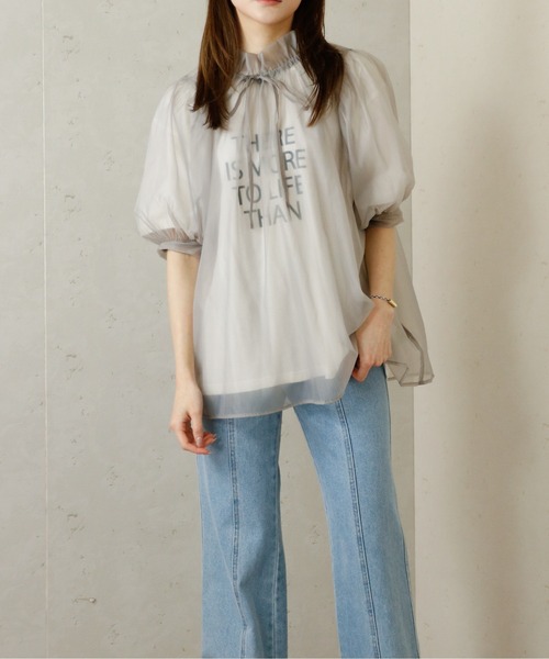 Per sist ence(パーシエンス)の「Per sist ence/パーシエンス オーガンジーシアーギャザーネックブラウス(シャツ/ブラウス・レディース・グレー/ブラウン/ブラック/ホワイト・FREE)」の20枚目の写真