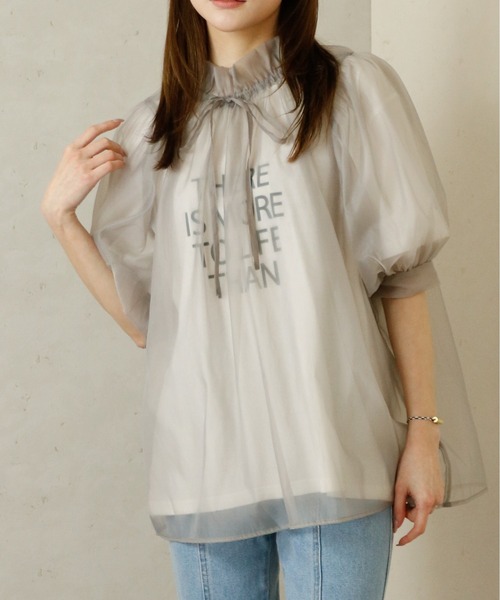 Per sist ence(パーシエンス)の「Per sist ence/パーシエンス オーガンジーシアーギャザーネックブラウス(シャツ/ブラウス・レディース・グレー/ブラウン/ブラック/ホワイト・FREE)」の22枚目の写真