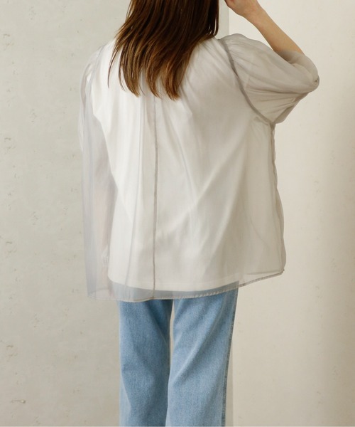 Per sist ence(パーシエンス)の「Per sist ence/パーシエンス オーガンジーシアーギャザーネックブラウス(シャツ/ブラウス・レディース・グレー/ブラウン/ブラック/ホワイト・FREE)」の5枚目の写真